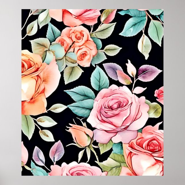 Póster Diseño de patrones de jardín de Rosa (Frente)