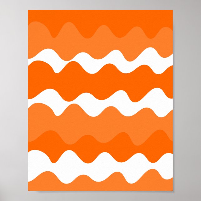 Póster diseño de patrones de ondas horizontales en blanco (Frente)