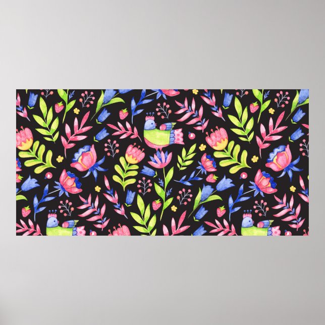 Póster Diseño de patrones florales sin fisuras. Flores de (Frente)