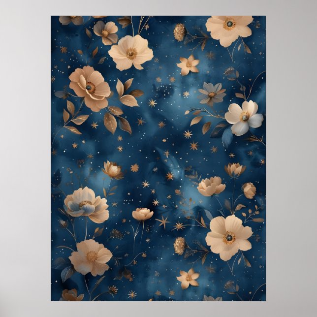 Póster Diseño De Patrones Florales Y Estrellas (Frente)