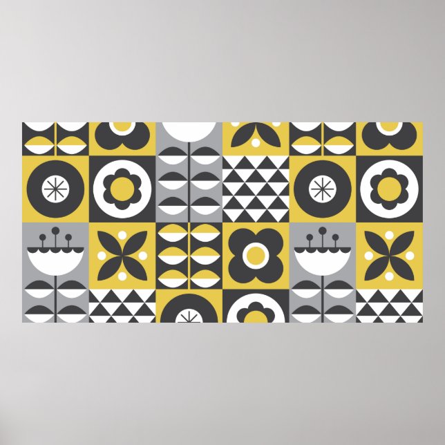 Póster Diseño de patrones impecable de las flores. Estilo (Frente)