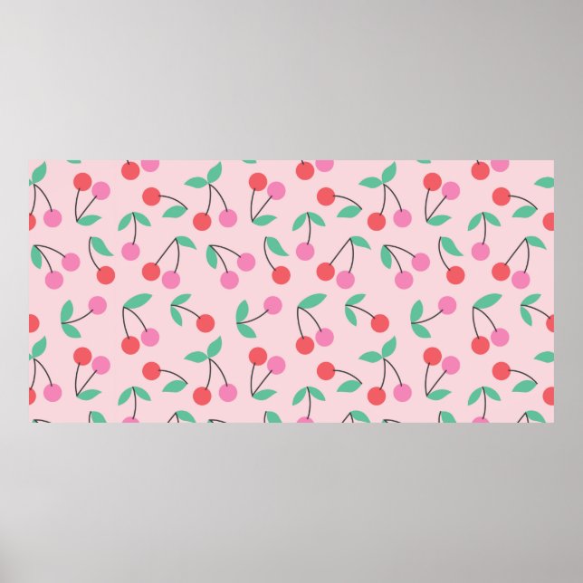 Póster Diseño de patrones sin fisuras de cereza. Ilustrac (Frente)