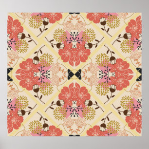 Póster Diseño de patrones vintage sin fisuras florales.