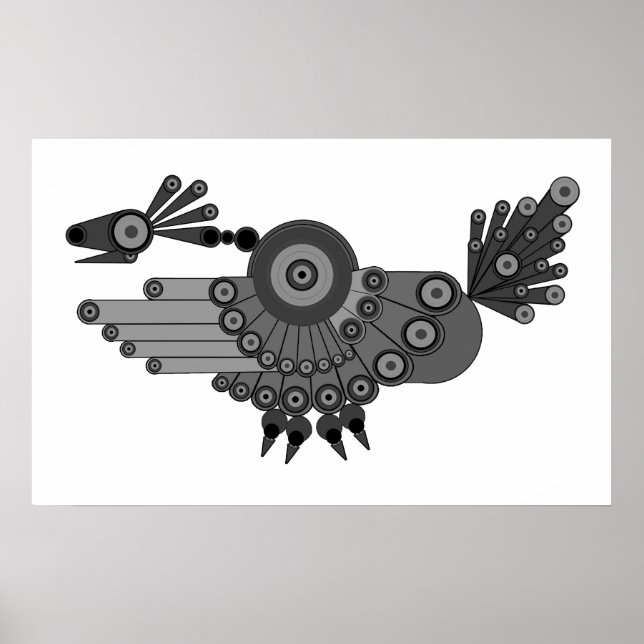 Póster Diseño de pavo real geométrico (Frente)