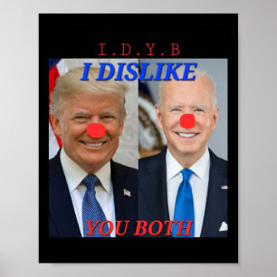 Póster Diseño de payasos políticos divertidos Trump Biden