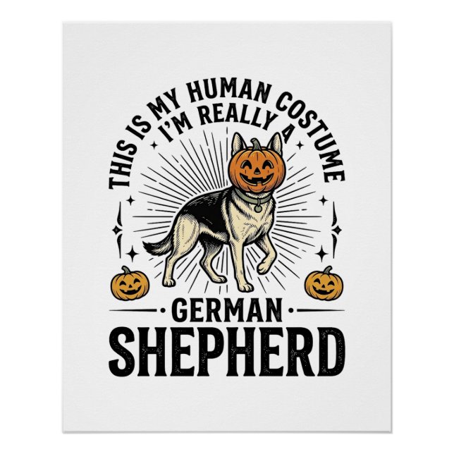 Póster Diseño de perro divertido disfraz de Halloween par (Anverso)