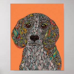 Póster Diseño de perros coloridos Mejor lienzo animal