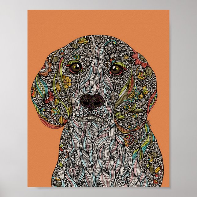 Póster Diseño de perros coloridos | Mejor lienzo animal (Frente)