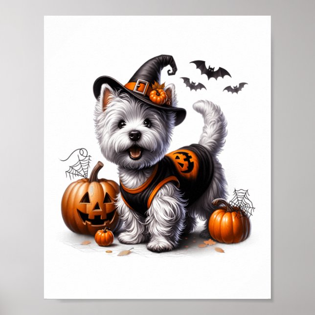 Póster Diseño de perros de Halloween Westie Tee West Terr (Frente)