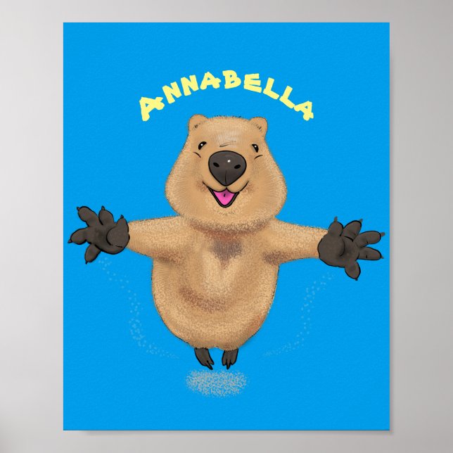 Póster Diseño de personalizados de quokka saltando feliz (Frente)