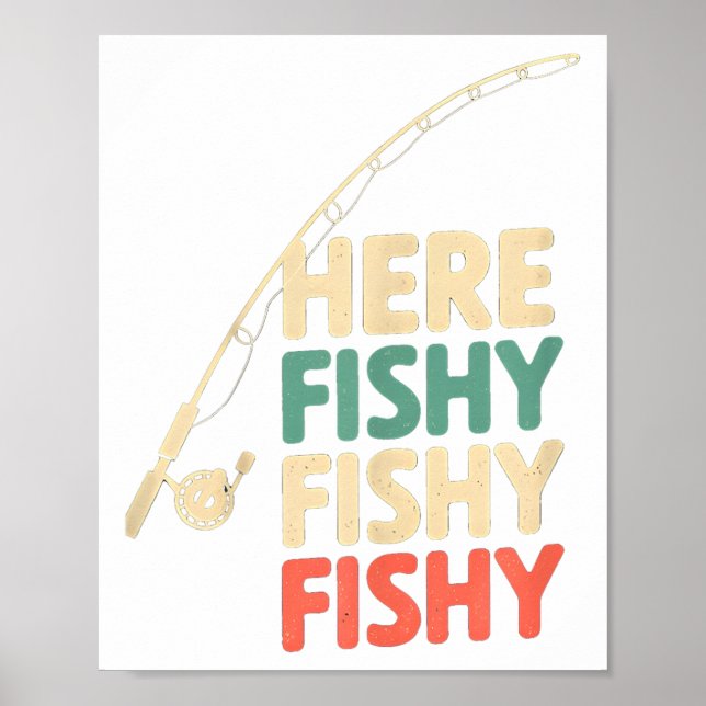 Póster Diseño de pesca divertida de aquí-sospechoso Pesca (Frente)