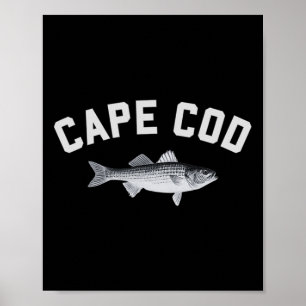 Póster Diseño de pesca divertida de lubina rayada de Cape
