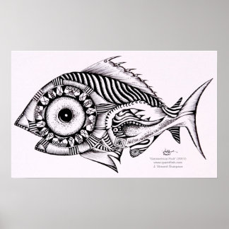 Poster/Diseño de Pescado de Arte Moderno, Geometri