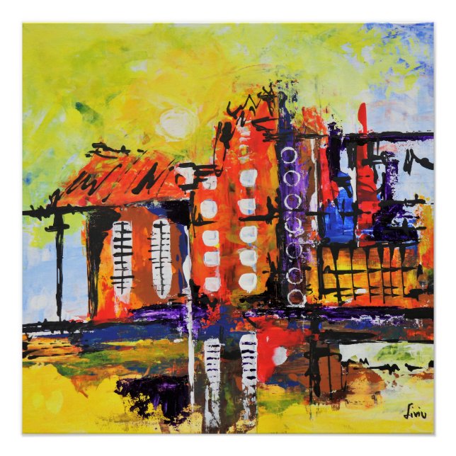 Póster Diseño de pintura abstracta colorida (Anverso)