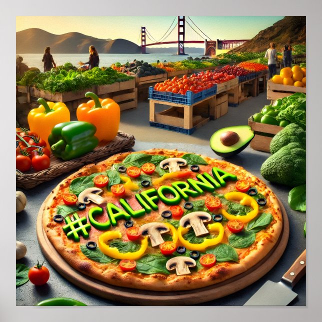 Póster Diseño de pizzas en el mercado Veggie Pizza de Cal (Frente)