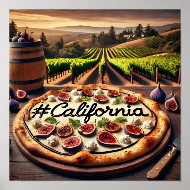 Póster Diseño de pizzería de Fig de Viña de California (Frente)