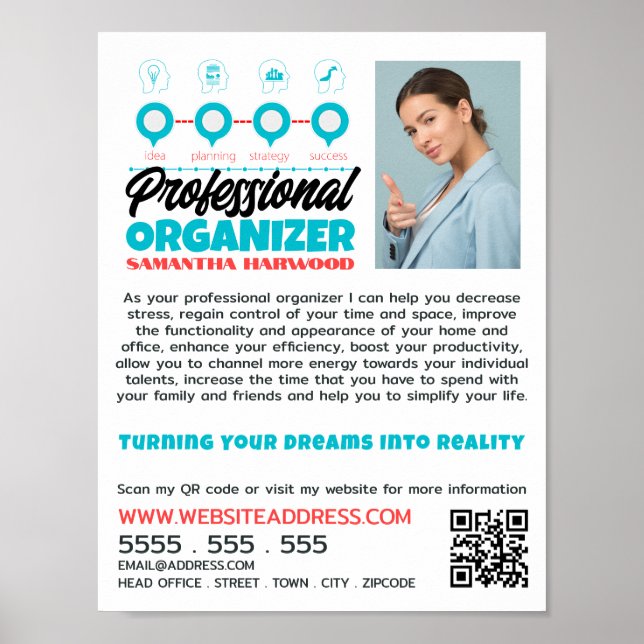 Póster Diseño de plan para el éxito, organizador profesio (Frente)