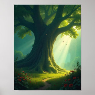 Póster "Diseño de Poster de árboles forestales encantados