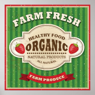 Póster Diseño de Poster fresco de granja retro