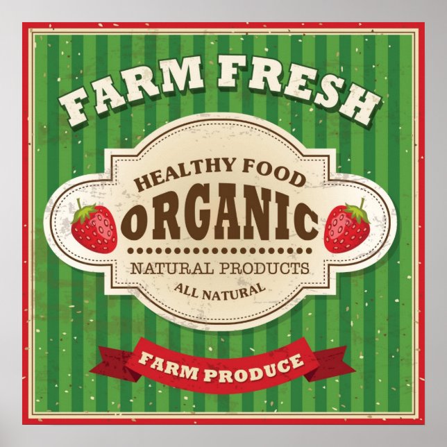 Póster Diseño de Poster fresco de granja retro (Frente)