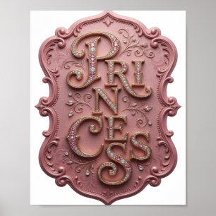 Póster Diseño de PRINCESA de oro elegante