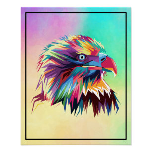 Póster Diseño de Prismático Geométrico de Águila Calva-80