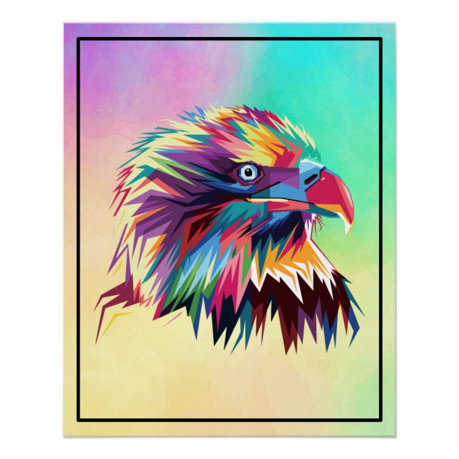 Póster Diseño de Prismático Geométrico de Águila Calva-80 (Anverso)