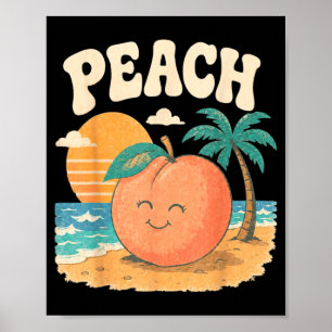 Póster Diseño de puesta de sol de frutas lindas retro de 