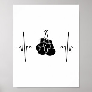 Póster Diseño de punzonado de línea de latido de boxeo