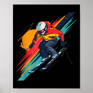 Póster Diseño de Racer de Esquí Vintage - Esquí Retro, Vi