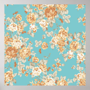 Póster Diseño de ramo de rosa Patrón sin inconvenientes c