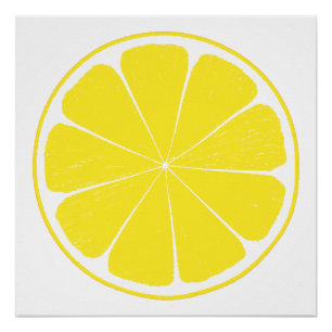 Póster Diseño de rebanada de frutas de cítricos de limón 