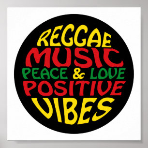 Póster Diseño de reggae con declaraciones y citas positiv