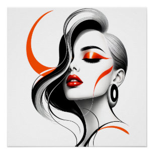 Póster Diseño de retrato de mujer abstracto de lujo