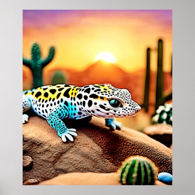 Póster Diseño de rocas gecko coloridas (Frente)