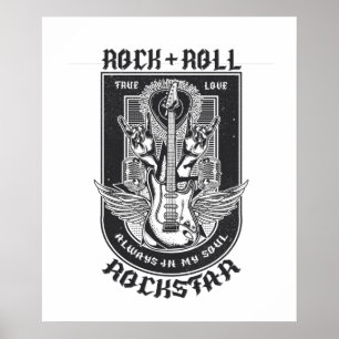 Póster Diseño de rock de guitarra