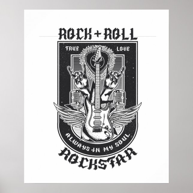 Póster Diseño de rock de guitarra (Frente)