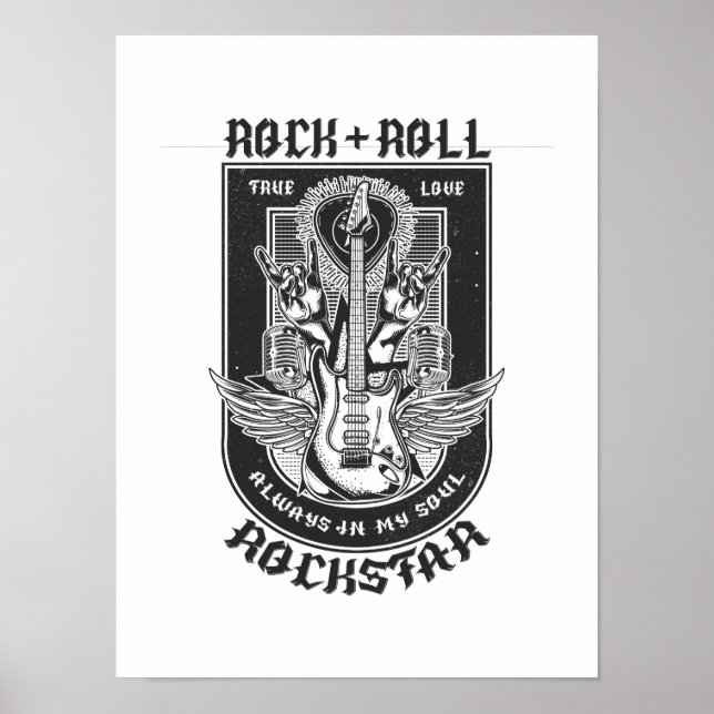 Póster Diseño de rock de guitarra (Frente)