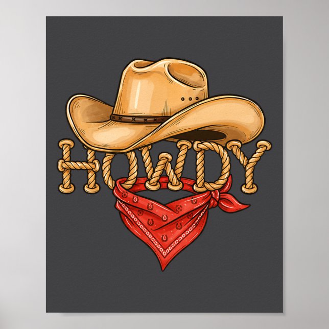Póster Diseño de Rodeo Occidental de Sombrero de Cuerda d (Frente)