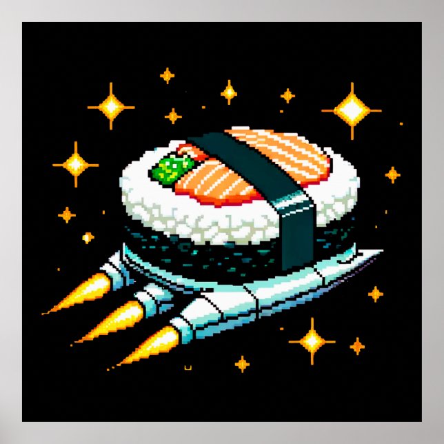 Póster Diseño de rollo de sushi de cadera espacial Pixel  (Frente)