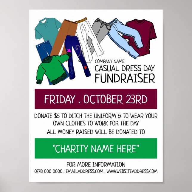 Póster Diseño de ropa, anuncio de recaudación de fondos d (Frente)