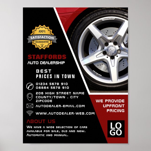 Póster Diseño de rueda de coche, publicidad de autodistri (Frente)