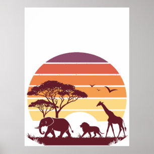 Póster Diseño de Safari de Silhouette para la Vida Silves