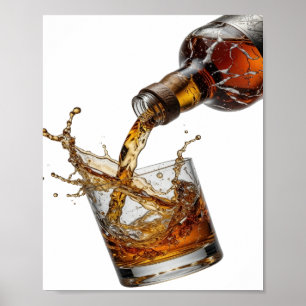 Póster Diseño de salpicadura de WHISKY de plata limpia
