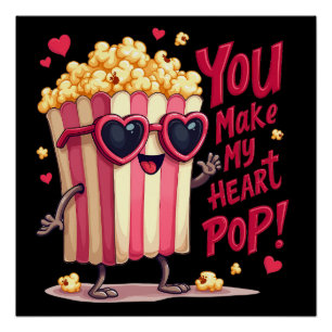 Póster Diseño de San Valentín Corazón de Palomitas