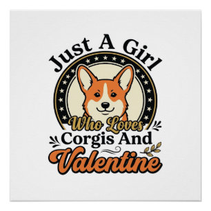 Póster Diseño de San Valentín de Corgi para amantes de lo