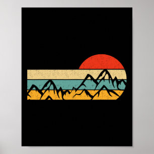 Póster Diseño de senderismo hombres bosque retro al aire 
