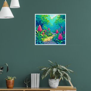 Póster Diseño de senderos de jardín mágico