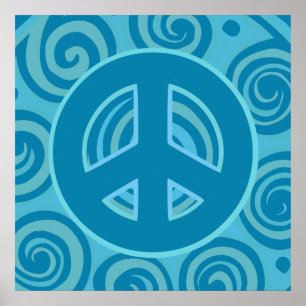 Póster Diseño de signo de paz azul