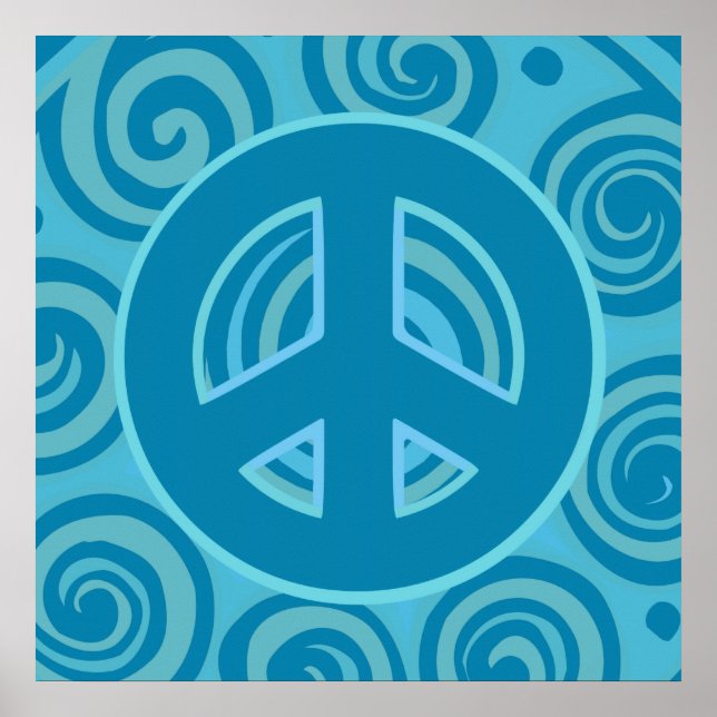 Póster Diseño de signo de paz azul (Frente)
